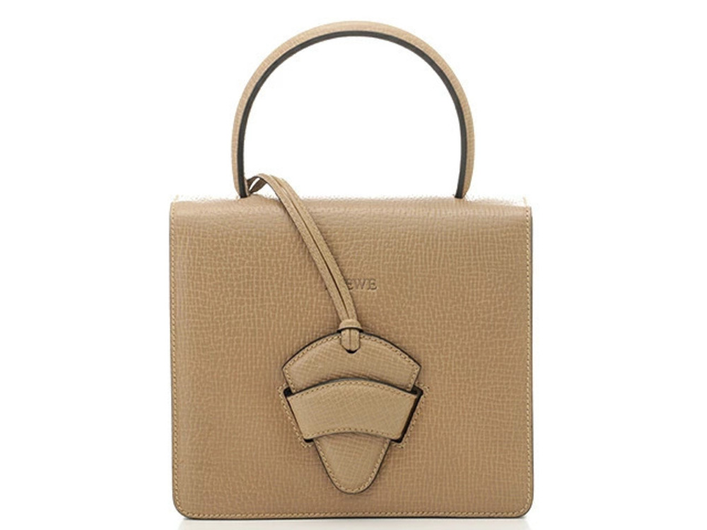 Loewe Barcelona Handbag Embossed Leather Beige Cream